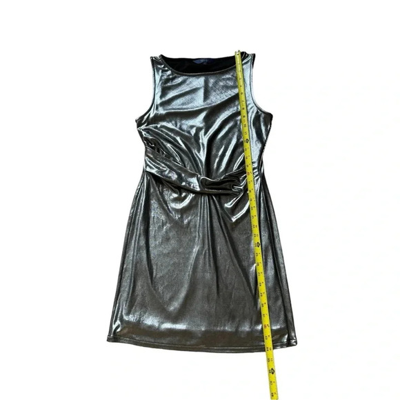 RACHEL Rachel Roy Iggy Draped Metallic Dress Mini Silver Combo Sleeveless Size M - Picture 5 of 10